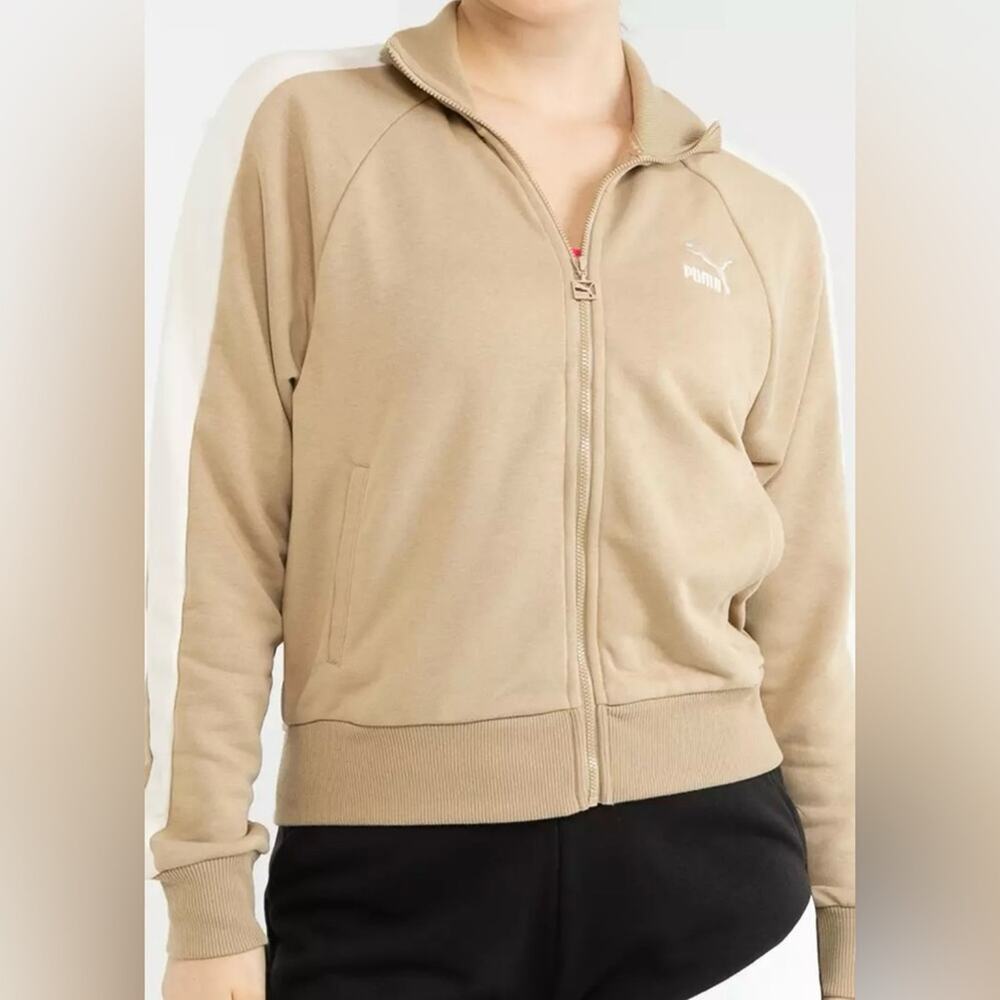 Puma T7 Track Jacket Beige Full-Zip Jacket Casual Activewear Neutral NWT Size XL